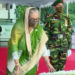 The Prime Minister pays homage to the portrait of Bangabandhu