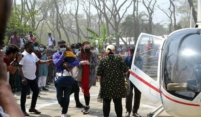 Rakib returned to the village by helicopter with the ‘foreign bride’
