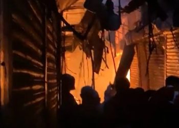 Terrible fire at Hawkers Market on the banks of Laldighi in Sylhet