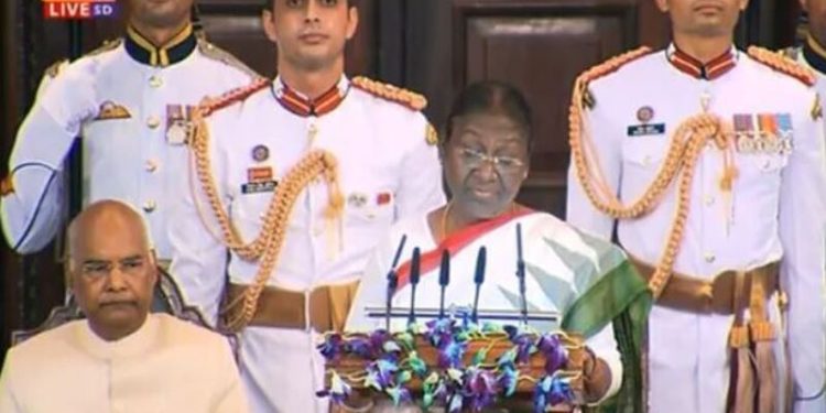 Draupadi Murmu was sworn in as the President of India