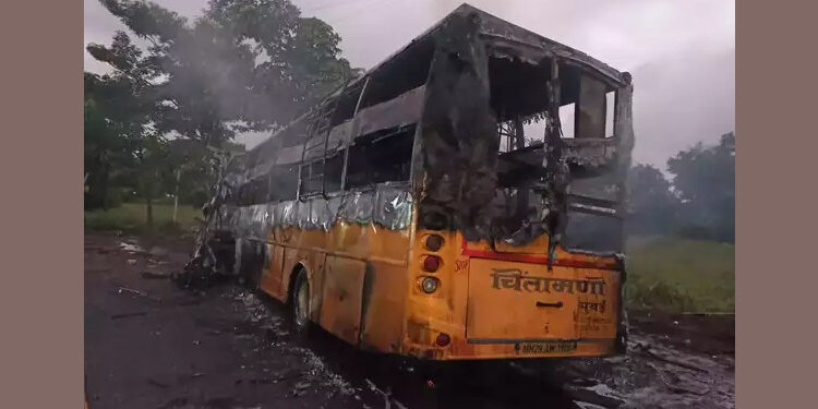 11 killed as bus catches fire in India’s Maharashtra