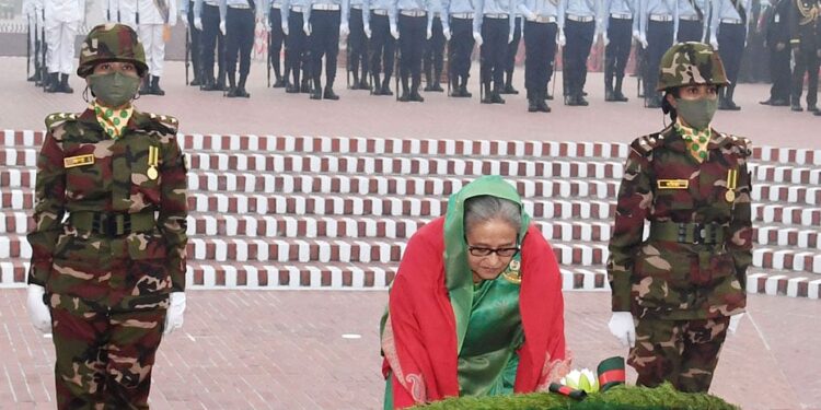PM pays rich tributes to Liberation War martyrs, Bangabandhu