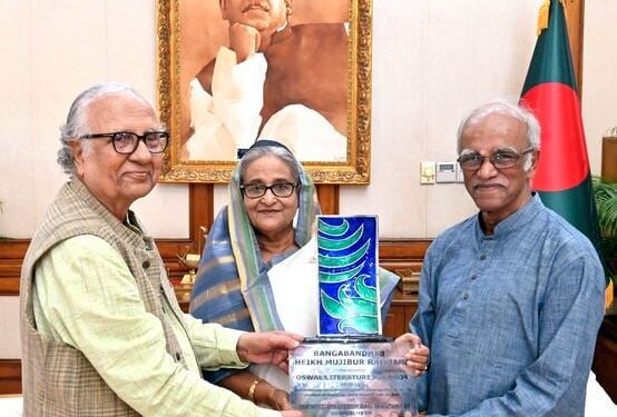 FOSWAL’s Special Literary Award for Bangabandhu handed to PM