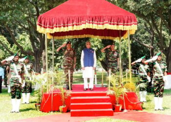 President Sahabuddin receives first ceremonial salute at Bangabhaban