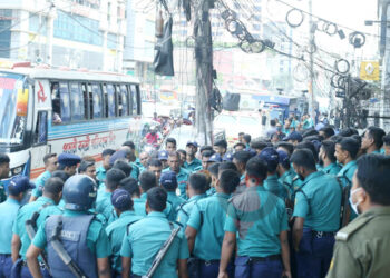 A large number of police have been deployed in Nayapaltan-Baitul Mokarram