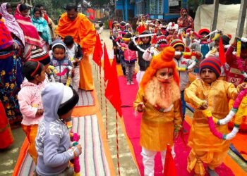 Jatiya Hindu Mohajote brings out jubilant procession in Dhaka on occasion of Ram Temple inauguration in India