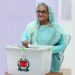 Sheikh Hasina casts vote at Dhaka City College centre this morning