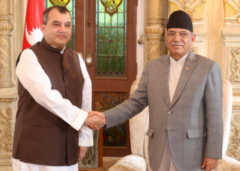 Prime Minister of Nepal Pushpa Kamal Dahal and Minister Saber Chowdhury held bilateral meeting in Kathmandu