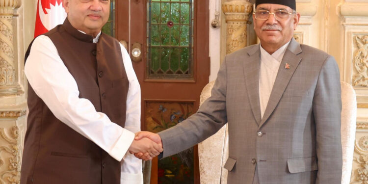 Prime Minister of Nepal Pushpa Kamal Dahal and Minister Saber Chowdhury held bilateral meeting in Kathmandu