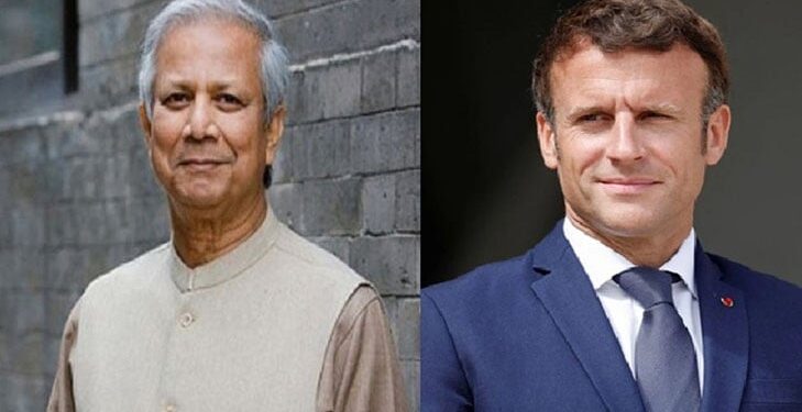 France President Macron greets Chief Adviser Prof Yunus