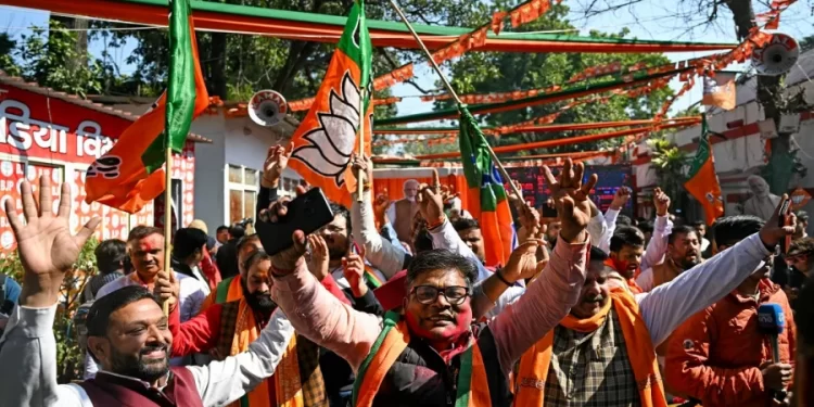 BJP celebrates landslide New Delhi win