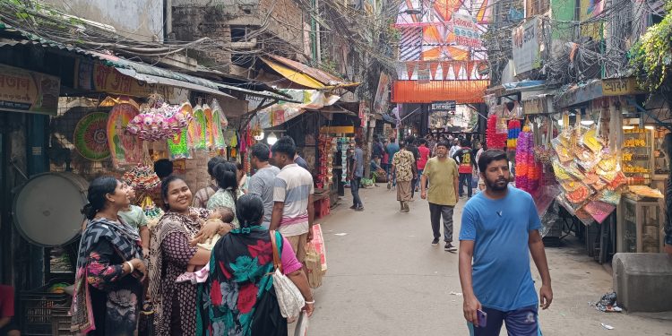 Old Dhaka’s traditional Shankhari Bazaar is filled with the atmosphere of worship